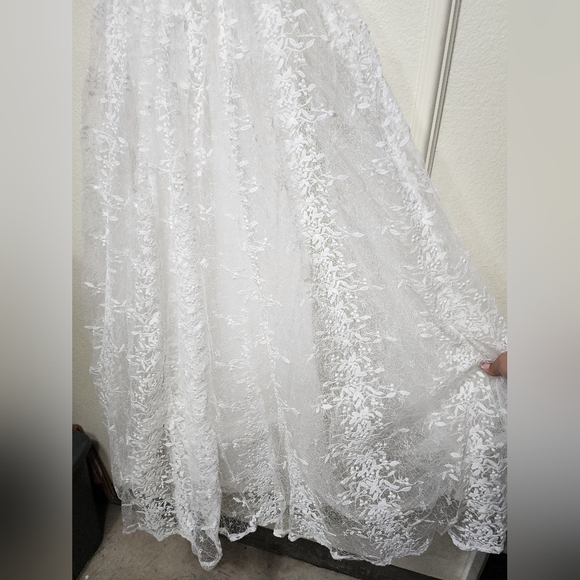 Lulus Sweetest Beloved White Mesh Embroidered Sleeveless Maxi Dress S Wedding - Picture 9 of 12